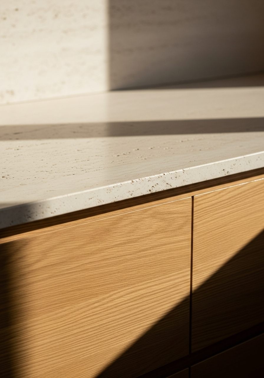 Natural stone and light oak textures